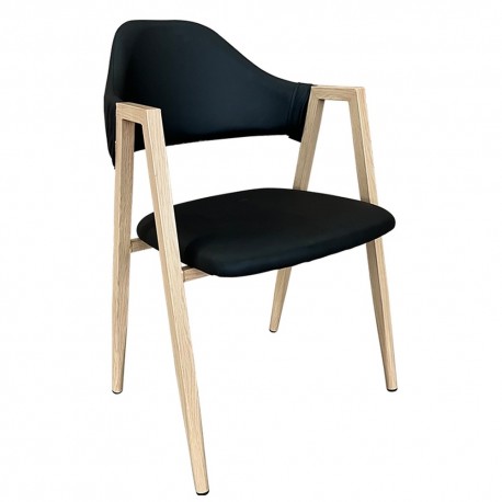 14600148 Καρέκλα Τραπεζαρίας ArteLibre SOLANA Μαύρο/Φυσικό PU/Μέταλλο 51x51x81cm Φυσικό/Μαύρο