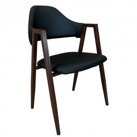 14600151 Καρέκλα Τραπεζαρίας ArteLibre SOLANA Μαύρο/Καρυδί PU/Μέταλλο 51x51x81cm Καφέ/Μαύρο