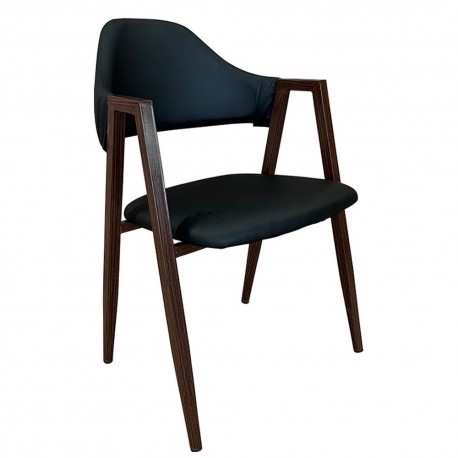 14600151 Καρέκλα Τραπεζαρίας ArteLibre SOLANA Μαύρο/Καρυδί PU/Μέταλλο 51x51x81cm Καφέ/Μαύρο