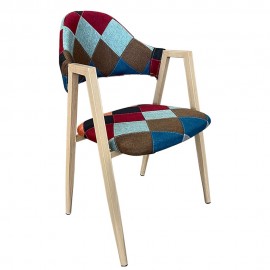 14600152 Καρέκλα Τραπεζαρίας ArteLibre SOLANA Patchwork Ύφασμα/Μέταλλο 51x51x81cm Πολύχρωμο