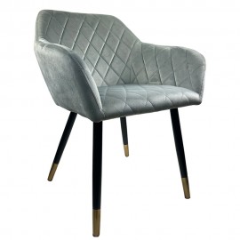 14600156 Καρέκλα Τραπεζαρίας ArteLibre ESPERANZA Γκρι/Μαύρο Βελούδο/Μέταλλο 56x60x81cm Γκρι/Μαύρο