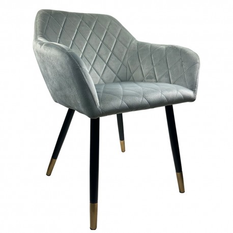 14600156 Καρέκλα Τραπεζαρίας ArteLibre ESPERANZA Γκρι/Μαύρο Βελούδο/Μέταλλο 56x60x81cm Γκρι/Μαύρο