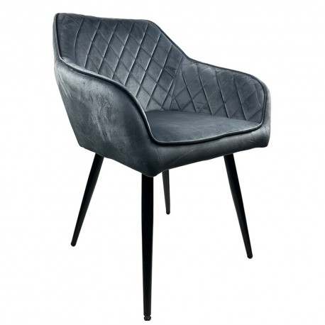 14600161 Καρέκλα Τραπεζαρίας ArteLibre FLORENCIA Γκρι/Μαύρο Βελούδο/Μέταλλο 56x60x81cm Γκρι/Μαύρο