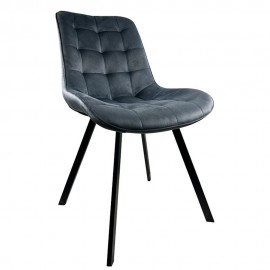 14600166 Καρέκλα Τραπεζαρίας ArteLibre BRISA Γκρι/Μαύρο Βελούδο/Μέταλλο 53x60x85cm Γκρι/Μαύρο