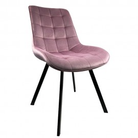 14600167 Καρέκλα Τραπεζαρίας ArteLibre BRISA Σάπιο Μήλο/Μαύρο Βελούδο/Μέταλλο 53x60x85cm Μαύρο/Ροζ