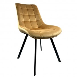 14600170 Καρέκλα Τραπεζαρίας ArteLibre BRISA Μπεζ/Μαύρο Βελούδο/Μέταλλο 53x60x85cm Μπεζ/Μαύρο