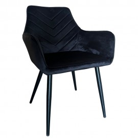 14600184 Καρέκλα Τραπεζαρίας ArteLibre FLORITA Μαύρο Βελούδο/Μέταλλο 55x57x84cm Μαύρο