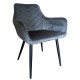 14600185 Καρέκλα Τραπεζαρίας ArteLibre FLORITA Γκρι/Μαύρο Βελούδο/Μέταλλο 55x57x84cm Γκρι/Μαύρο