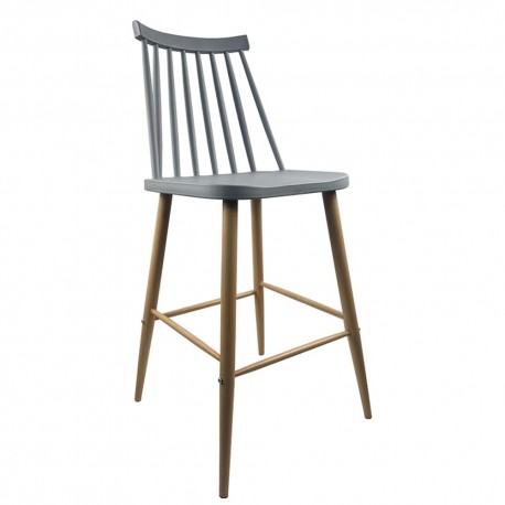 14600190 Σκαμπό Bar ArteLibre MARANTA Γκρι/Φυσικό PP/Μέταλλο 45x46x97cm Φυσικό/Γκρι