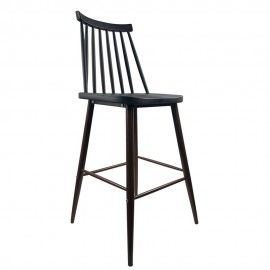 14600191 Σκαμπό Bar ArteLibre MARANTA Μαύρο/Καρυδί PP/Μέταλλο 45x46x97cm Καφέ/Μαύρο