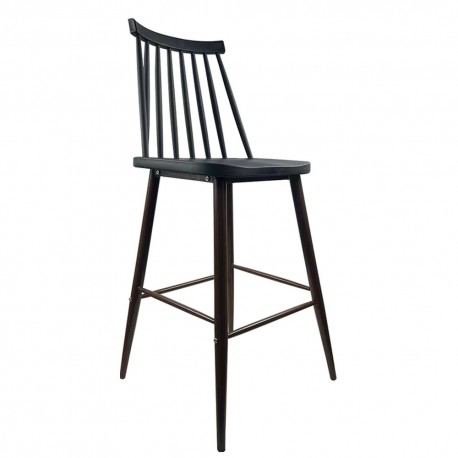 14600191 Σκαμπό Bar ArteLibre MARANTA Μαύρο/Καρυδί PP/Μέταλλο 45x46x97cm Καφέ/Μαύρο