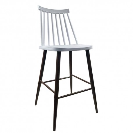 14600192 Σκαμπό Bar ArteLibre MARANTA Λευκό/Καρυδί PP/Μέταλλο 45x46x97cm Καφέ/Λευκό