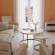 271-000044 Τραπέζια σαλονιού Solme I pakoworld 2τεμ σε λευκή μαρμάρου απόχρωση με χρυσά μεταλλικά πόδια