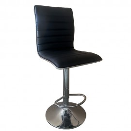 14600199 Σκαμπό Bar ArteLibre ENCANTA Μαύρο/Χρώμιο PU/Μέταλλο 41x50x59/94-80/115cm Μαύρο/Ασημί