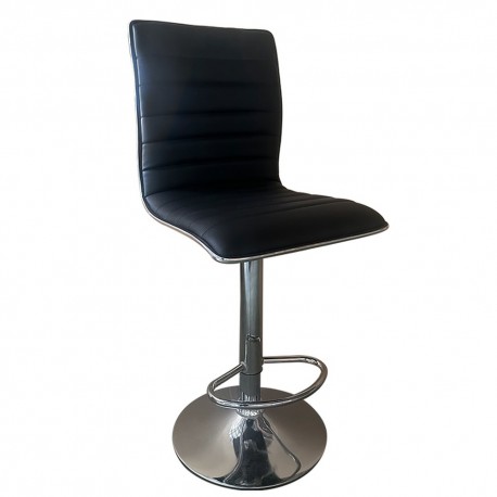 14600199 Σκαμπό Bar ArteLibre ENCANTA Μαύρο/Χρώμιο PU/Μέταλλο 41x50x59/94-80/115cm Μαύρο/Ασημί