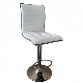 14600200 Σκαμπό Bar ArteLibre ENCANTA Λευκό/Χρώμιο PU/Μέταλλο 41x50x59/94-80/115cm Λευκό/Ασημί