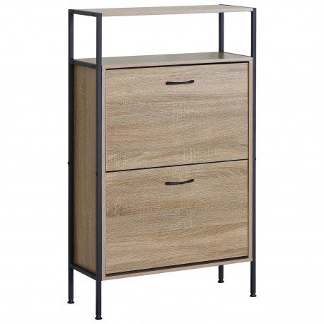 15340023 Παπουτσοθήκη ArteLibre ALDERWYN Δρυς/Μαύρο Μοριοσανίδα/Μέταλλο 63x24x105cm Φυσικό/Μαύρο