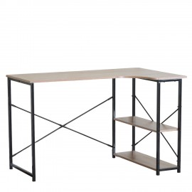 15340036 Γραφείο ArteLibre KELSTON Με Ράφια Δρυς/Μαύρο Μοριοσανίδα/Μέταλλο 120x73x75cm Φυσικό/Μαύρο/Δρυς