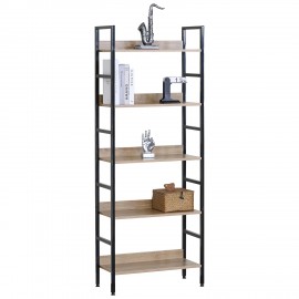 15340039 Ραφιέρα ArteLibre MARWOOD Δρυς/Μαύρο Μοριοσανίδα/Μέταλλο 60x27.6x160cm Φυσικό/Μαύρο/Δρυς