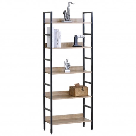 15340039 Ραφιέρα ArteLibre MARWOOD Δρυς/Μαύρο Μοριοσανίδα/Μέταλλο 60x27.6x160cm Φυσικό/Μαύρο/Δρυς