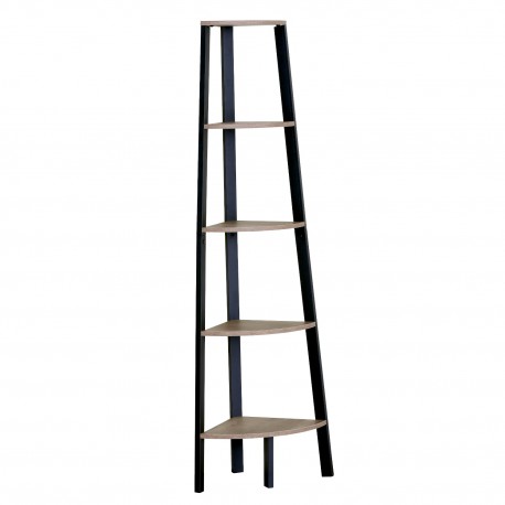 15340042 Βιβλιοθήκη ArteLibre PENDRYN Δρυς/Μαύρο Μοριοσανίδα/Μέταλλο 53.4x37.8x160.3cm Φυσικό/Μαύρο/Ανοιχτός Δρυς