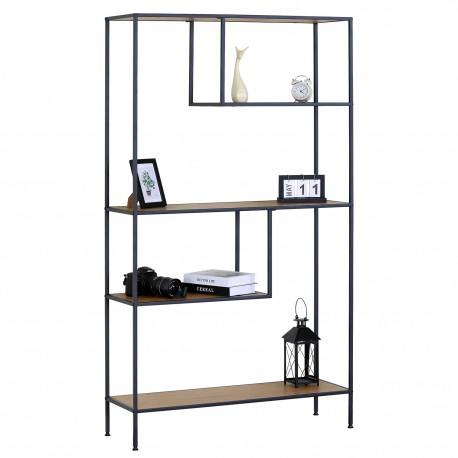 15340053 Βιβλιοθήκη ArteLibre YARWOOD Δρυς/Μαύρο Μοριοσανίδα/Μέταλλο 100x33x178cm Φυσικό/Μαύρο/Δρυς