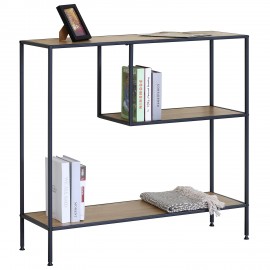 15340054 Βιβλιοθήκη ArteLibre YARWOOD Δρυς/Μαύρο Μοριοσανίδα/Μέταλλο 100x33x96cm Φυσικό/Μαύρο/Δρυς