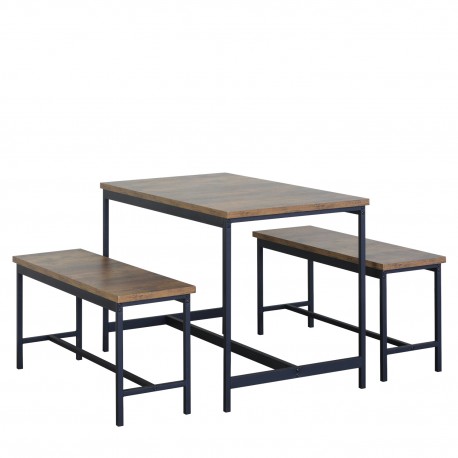 15340058 Σετ Τραπεζαρία (2+1) ArteLibre DRAYCOTT Καφέ/Μαύρο Μοριοσανίδα/Μέταλλο 110x60x75cm Καφέ/Μαύρο