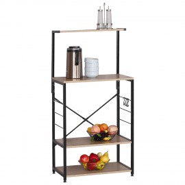 15340062 Ραφιέρα Κουζίνας ArteLibre GRANTHAM Δρυς/Μαύρο Μοριοσανίδα/Μέταλλο 60x40x123cm Φυσικό/Μαύρο/Δρυς