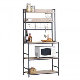 15340065 Ραφιέρα Κουζίνας ArteLibre INVERMERE Δρυς/Μαύρο Μοριοσανίδα/Μέταλλο 80x40x170cm Φυσικό/Μαύρο/Δρυς