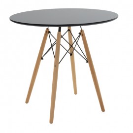 292-000105 Τραπέζι Julita pakoworld MDF μαυρο-πόδια σε φυσική απόχρωση Φ80x73εκ