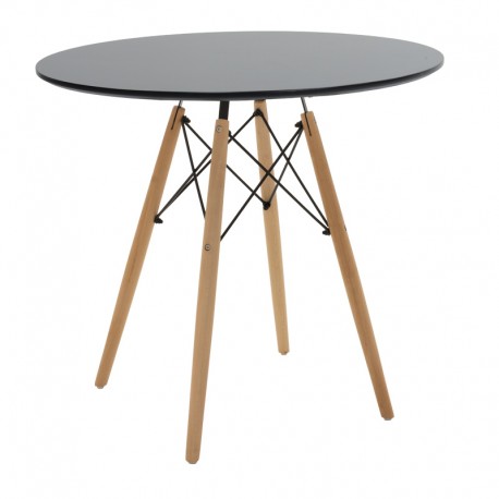 292-000105 Τραπέζι Julita pakoworld MDF μαυρο-πόδια σε φυσική απόχρωση Φ80x73εκ