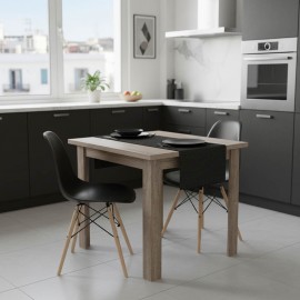200-001201 Τραπεζαρία Manka I-Julita pakoworld σετ 3τεμ σε sonoma truffle-μαύρη απόχρωση 80x80x77εκ