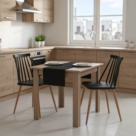 200-001186 Τραπεζαρία Manka Ι-Aurora I pakoworld σετ 3τεμ σε sonoma truffle-μαύρη απόχρωση 80x80x77εκ