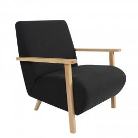 14360025 Πολυθρόνα ArteLibre GREVILLEA Μαύρο/Φυσικό Ύφασμα/Ξύλο 82x70.5x85cm Φυσικό/Μαύρο