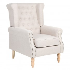 14360029 Πολυθρόνα ArteLibre OTTAVIA Μπεζ Ύφασμα 77x80x106cm Μπεζ