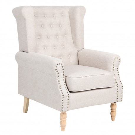 14360029 Πολυθρόνα ArteLibre OTTAVIA Μπεζ Ύφασμα 77x80x106cm Μπεζ