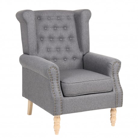 14360030 Πολυθρόνα ArteLibre OTTAVIA Σκούρο Γκρι Ύφασμα 77x80x106cm Γκρι