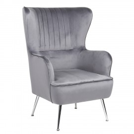 14360031 Πολυθρόνα ArteLibre VITTORIA Γκρι Βελούδο 76x79x101cm Γκρι