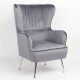 14360031 Πολυθρόνα ArteLibre VITTORIA Γκρι Βελούδο 76x79x101cm Γκρι