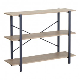 085-000028 Επιδαπέδια ραφιέρα Nebranzo pakoworld σε oak απόχρωση με μαύρο μέταλλο 106x35x80εκ