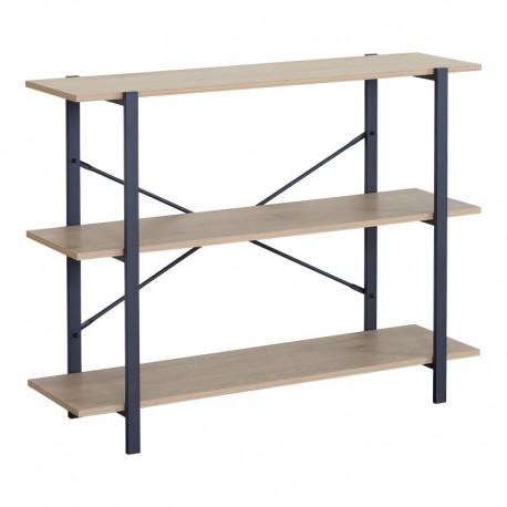 085-000028 Επιδαπέδια ραφιέρα Nebranzo pakoworld σε oak απόχρωση με μαύρο μέταλλο 106x35x80εκ