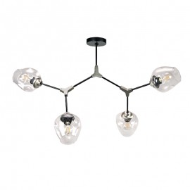 6129-4-ΝΜ InLight Κρεμαστό φωτιστικό από μαύρο μέταλλο και διάφανο γυαλί 4XE27 D:120cm (6129-4-ΝΜ)