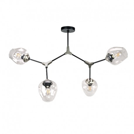 6129-4-ΝΜ InLight Κρεμαστό φωτιστικό από μαύρο μέταλλο και διάφανο γυαλί 4XE27 D:120cm (6129-4-ΝΜ)