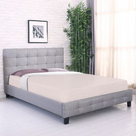 Ε8059,4 FIDEL Κρεβάτι Διπλό για Στρώμα 140x190cm, Ύφασμα Γκρι