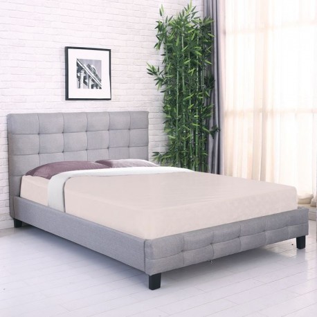 Ε8059,4 FIDEL Κρεβάτι Διπλό για Στρώμα 140x190cm, Ύφασμα Γκρι