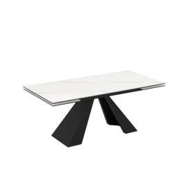 TI-MONZA-10 Επεκτεινόμενο κεραμικό τραπέζι δείπνου MONZA Λευκό μάρμαρο 180+40+40x90x75