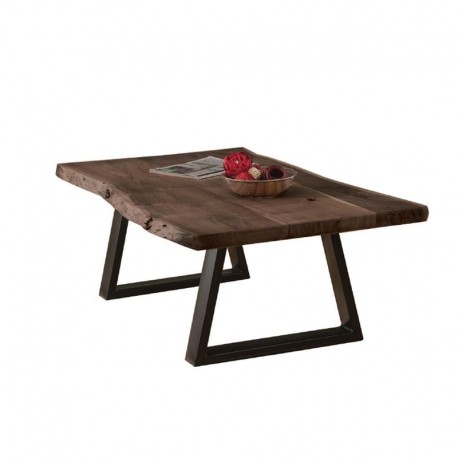 ΕΑ7101,S1 LIZARD Slim Τραπέζι Σαλονιού Καθιστικού, Μέταλλο Βαφή Μαύρο, Ξύλο Ακακία Καρυδί