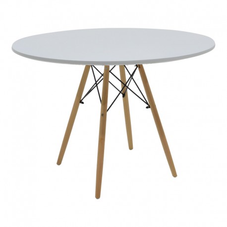 292-000112 Τραπέζι Julita pakoworld MDF λευκό και ξύλο οξιάς σε φυσική απόχρωση Φ120x73εκ