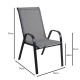 Ε270,4 RIO Πολυθρόνα Στοιβαζόμενη Κήπου, Μέταλλο Βαφή Μαύρο, Textilene Γκρι (4,20kg)
